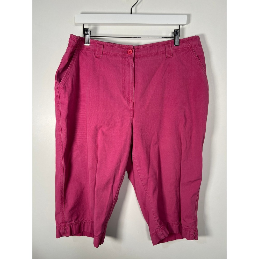 Northern Reflections Pink Solid Cotton Capris Crop Utility Pants Casual 16